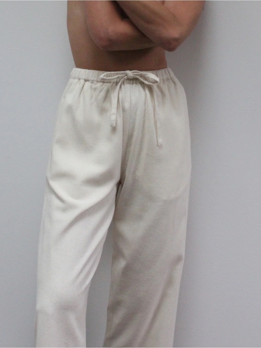 Woven Silk Pants Cream Small Na Nin